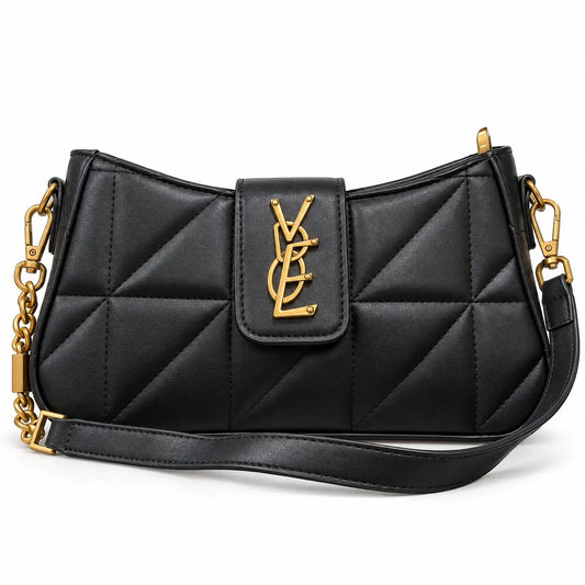 The Prism Quilted Shoulder Bag in Black PU Leather - Asoyat Bangladesh (Photo 1)