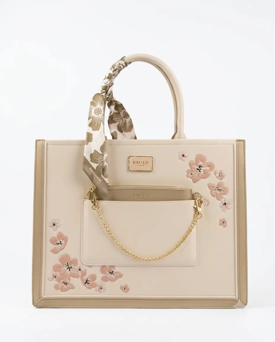 Floral Print Office Bag - close-up floral print detail