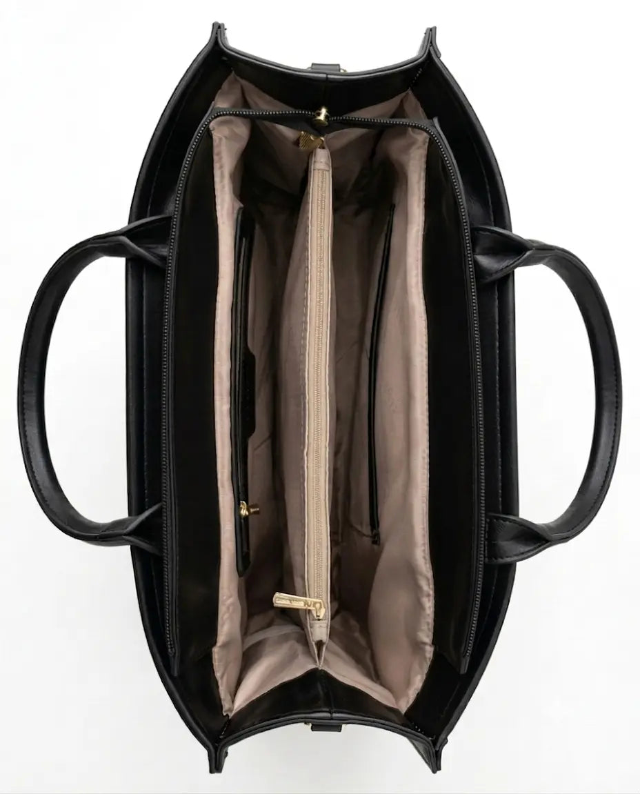 Floral Print Office Bag - side angle view - PU leather - Asoyat