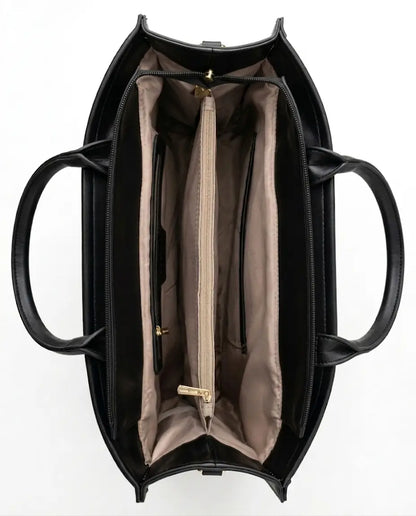 Floral Print Office Bag - side angle view - PU leather - Asoyat