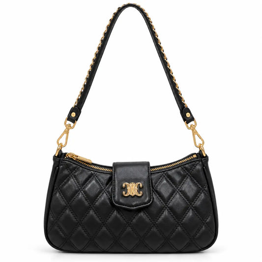 The Diamond Quilt Shoulder Bag in Black PU Leather - Asoyat Bangladesh (Photo 1)